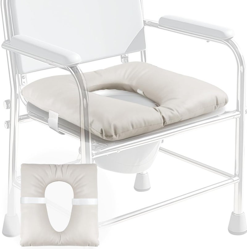 RoamReady Bedside Commode Cushion, Seniors Portable Seat Cushion for Toilet/Shower/Bedside, Universal Fit Commode Padded Seat for Elderly, Seats Pad Cover Toilet Seats 17x17 with Fixing Straps (Gray) - Image 1